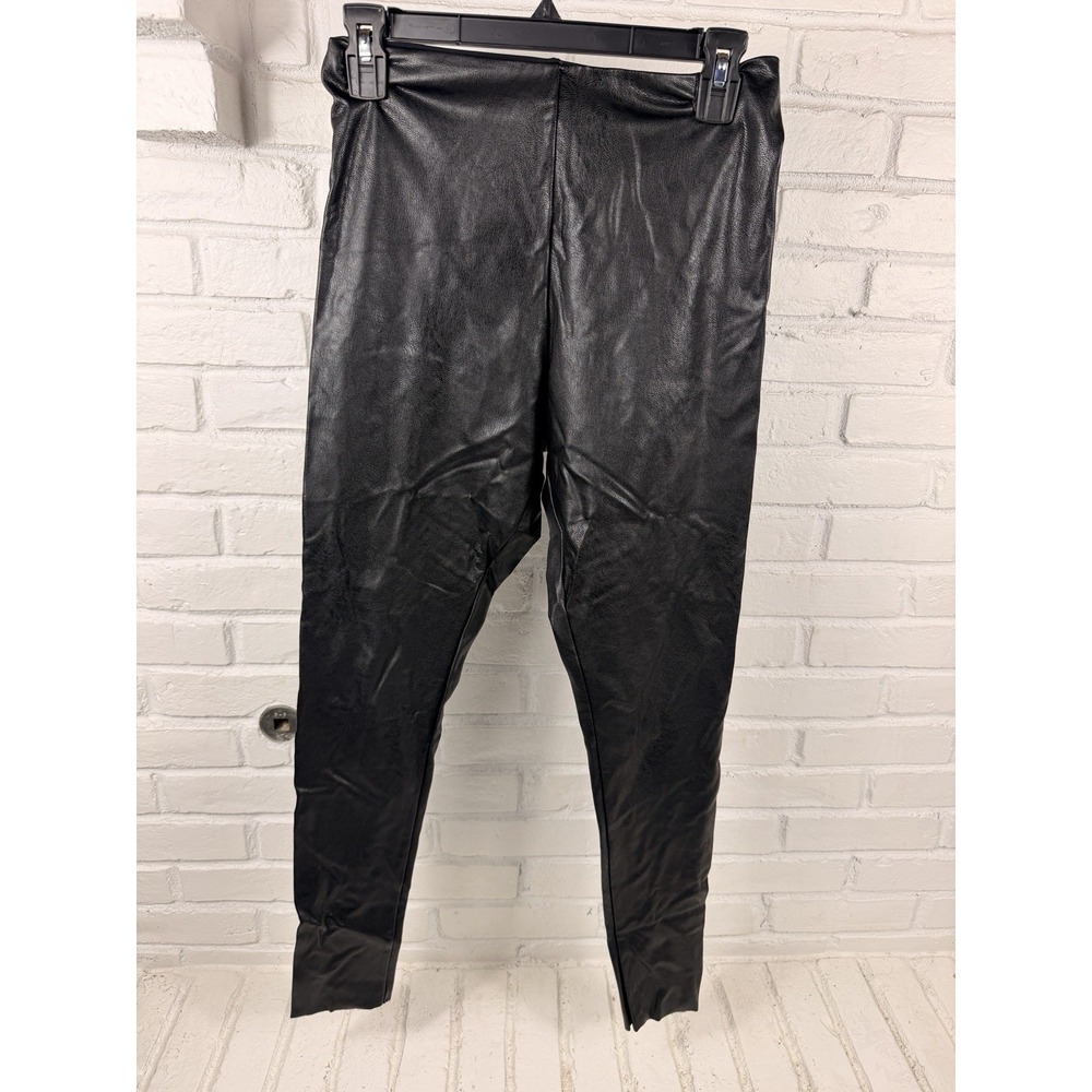 Commando Faux Stretch Leather Leggings Pull On Womens Sz L Black High Waist